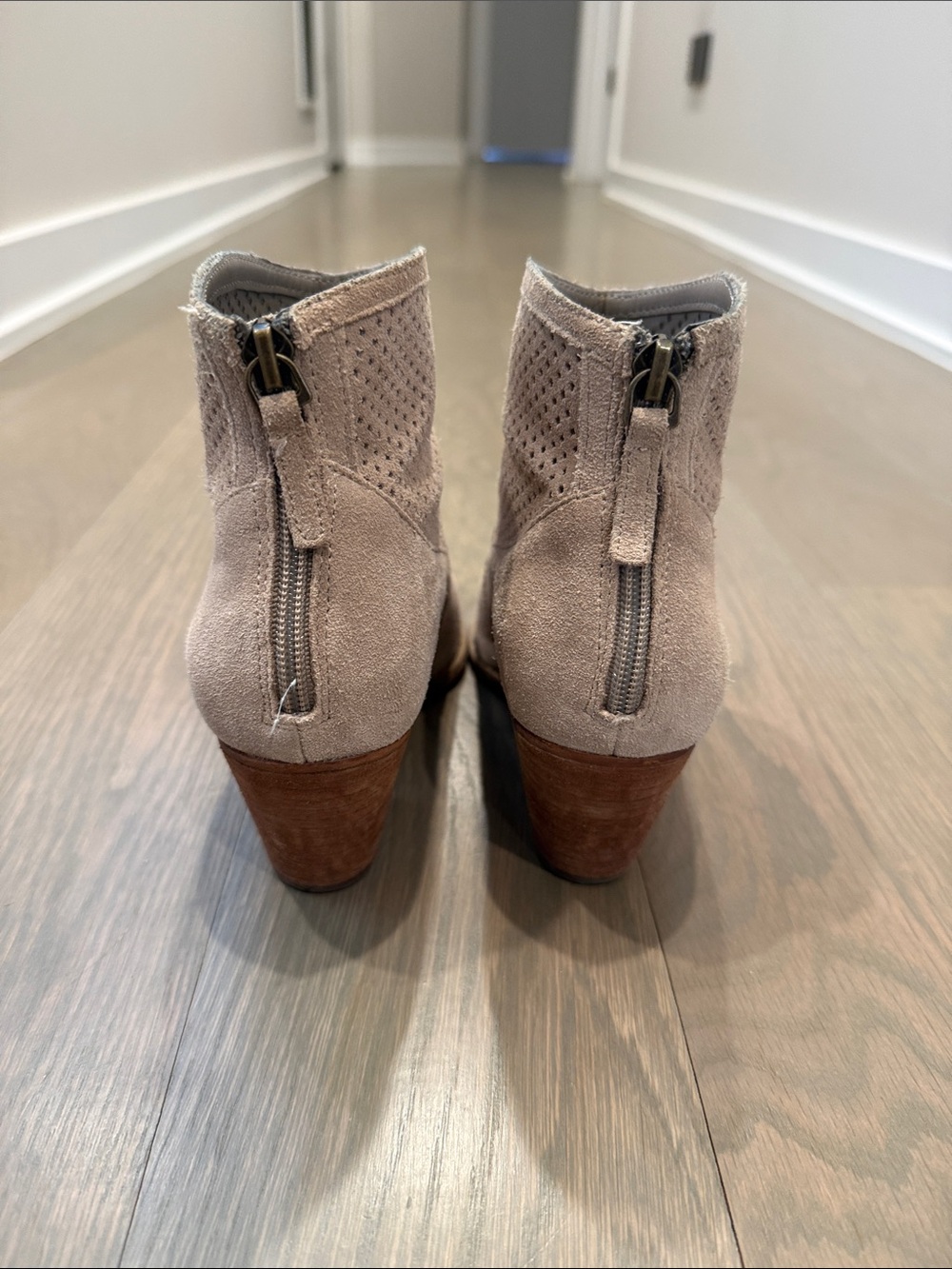 Treasure & Bond Taupe Suede Perforated Ankle Booties - Picture 3 of 4